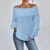 VONDA Women Autumn Off Shoulder Long Sleeve Solid Color Pullover Sweaters