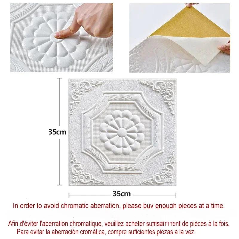 20Pcs 3D Wallpaper Wall Stickers Self-Adhesive Foam Panel Home Decor for Living Room Bedroom Ceiling TV Wall Art 35X35CM