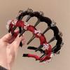 Fluffy High Cranial Top Headband Toothed Non-slip Hair Hoop Wave Headband with   Makeup