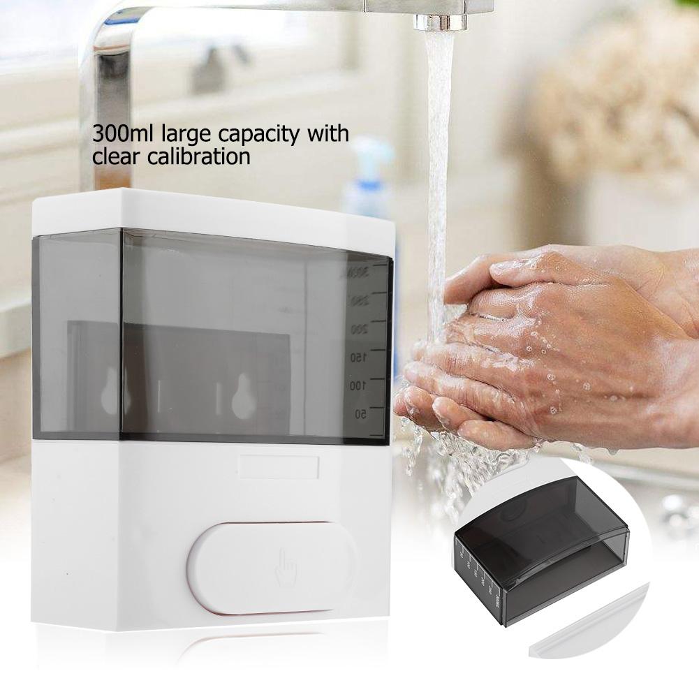 300ml Plastic Wall Mounted Soap Lotion Liquid Shampoo Dispenser for Home Hotel Restroom (Black)