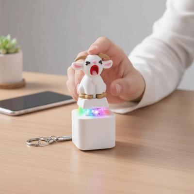 LED Glowing Screaming Goat Keychain Mechanical Click Fidget Button Toy  Keyboard Lovers