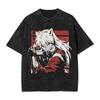 Inuyashas Kagome Japanese Anime T Shirt Hip Hop Washed Short Sleeve Street TShirts for Men Women Tops Streetwear Printed Tees