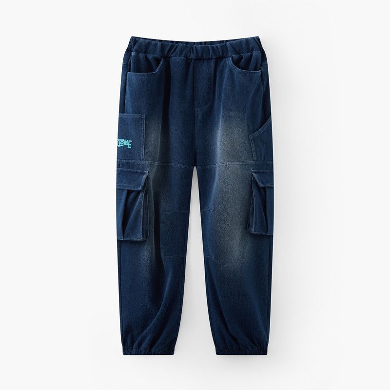 Mqd Children s Clothing Boys  Jeans Spring New Style Baby Pants Children s Casual Pants Jogger Pants Cargo Pants Deep cowboy Blue 170