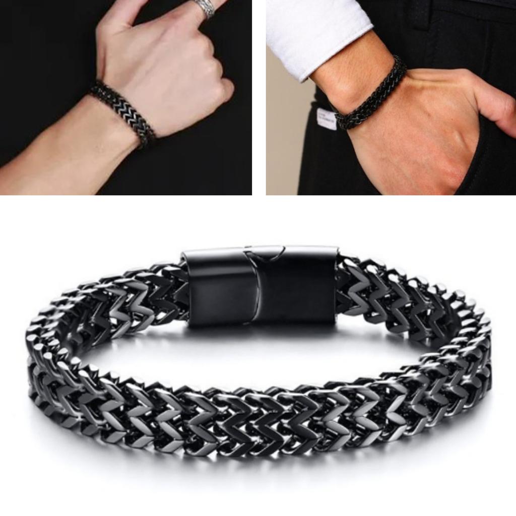 Herrenarmband 21cm Schwarz Mode Punk Stil Herren Magnetverschluss Legierungsarmband Dekoration