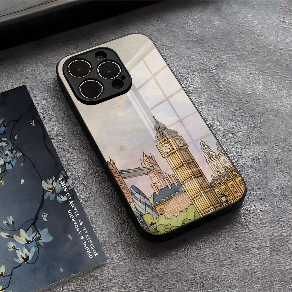 

London Big Ben Phone Case For IPhone 17 Air 16 E Pro Max 15 14 13 Mini 12 Pro 11 Max Plus Black Glass Cover iPhone 16 Pro Max
