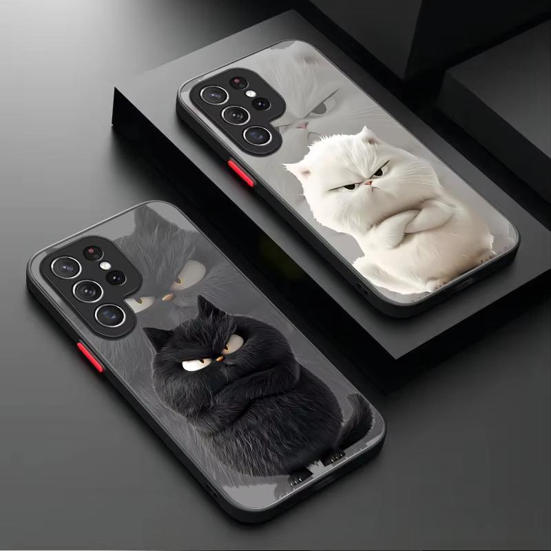 Lovely Black White Cat Matte Phone Case For iPhone 17 16 16e 15 14 13 12 Mini 11 Pro XS Max XR X SE 2022 8 7 Plus Cover