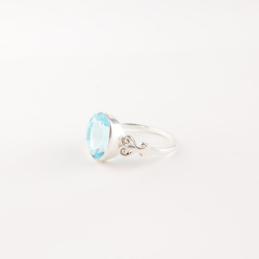 Sky Blue Topaz Gemstone925 Sterling Silver Jewelry Handcrafted Ring For Women RR-66-9