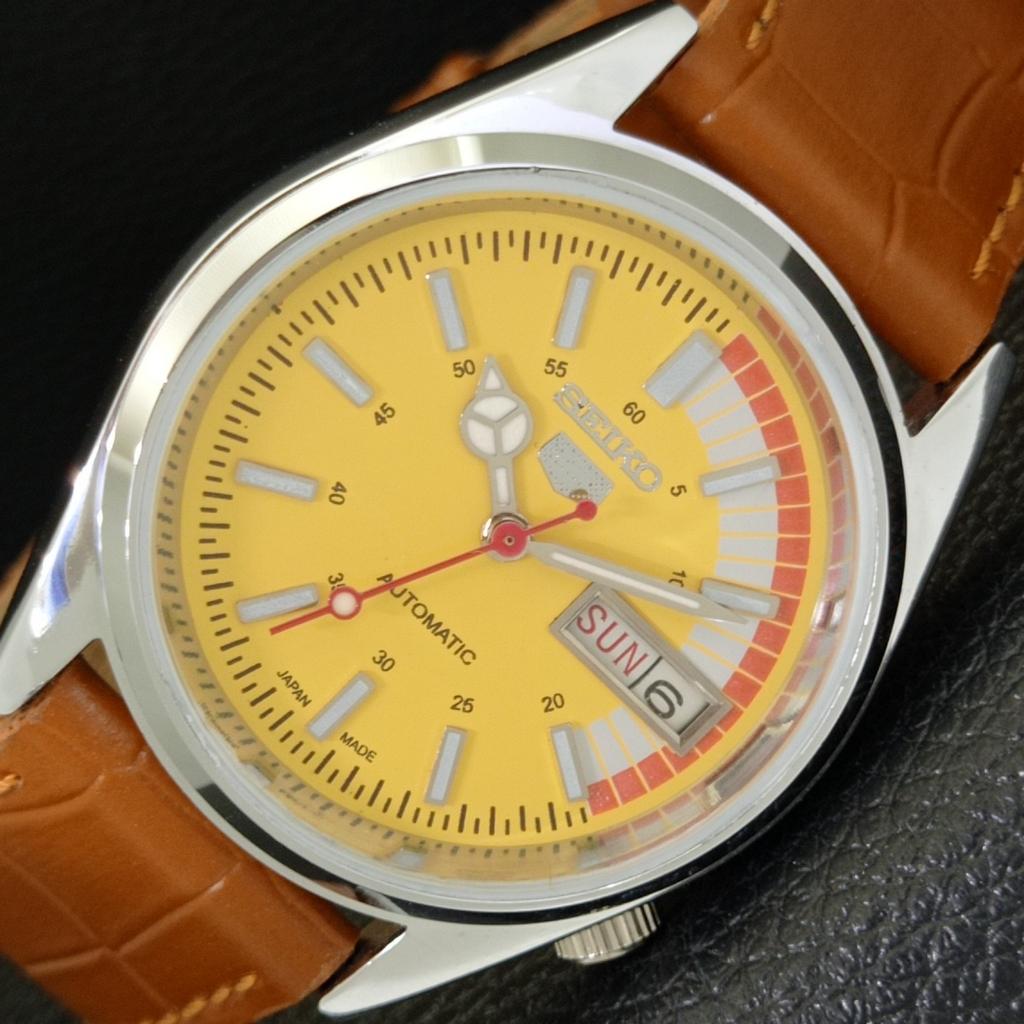 VINTAGE REFURBISHED SEIKO 5 AUTOMATIC 6309A JAPAN MENS YELLOW WATCH A441102-4 Sk-a441102