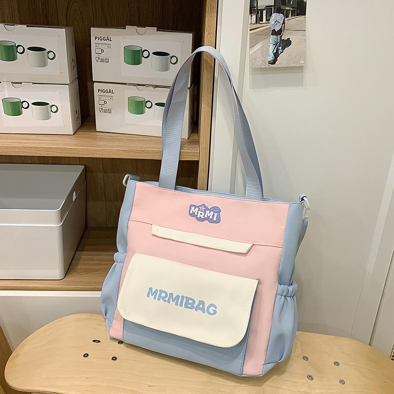 

Сумка большой вместимости, сумка-мессенджер для ученицы средней школы, школьная сумка через плечо, для занятий по макияжу, сумка-тоут, студенческая сумка для книг светло-синий