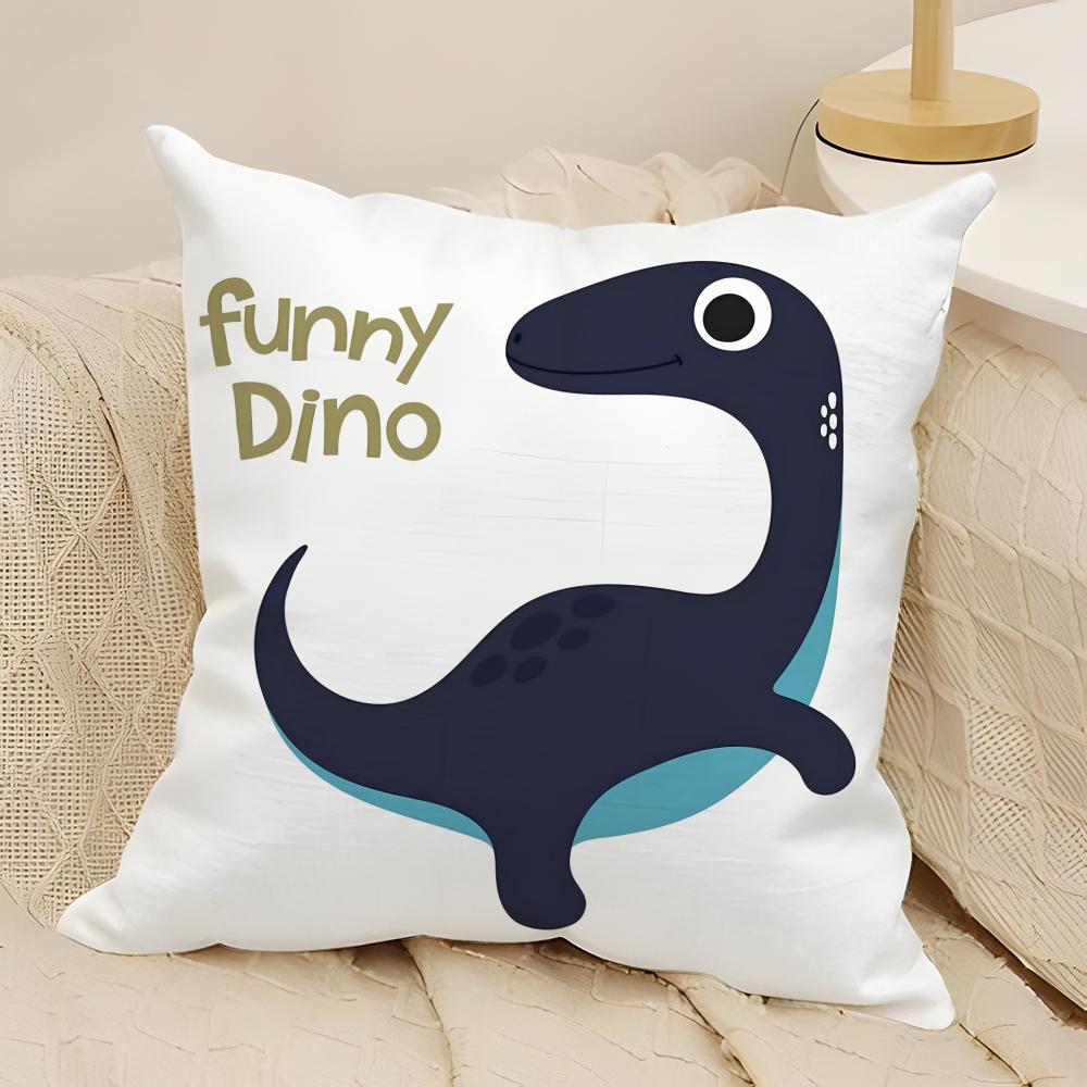 Cute Jurassic Dinosaur Pillow Case Natural Linen Double-Sided Printing Sofa Home Decor Cushion Cover