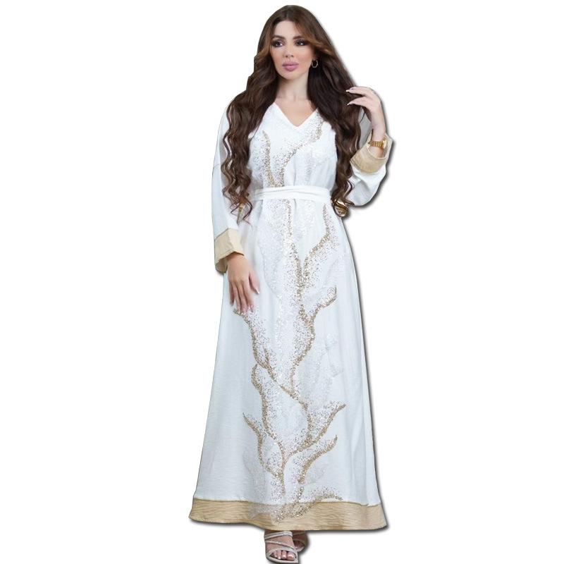 Haine pentru femei Broderie cu paiete Moda Abaya Orientul Mijlociu Rochie musulmană slim fit pentru femei