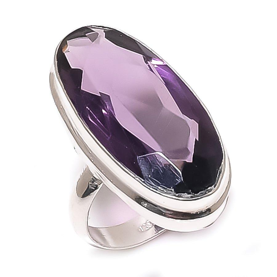 Amethyst Gemstone Handmade 925 Sterling Silver Jewelry Ring Size 7 w9K15