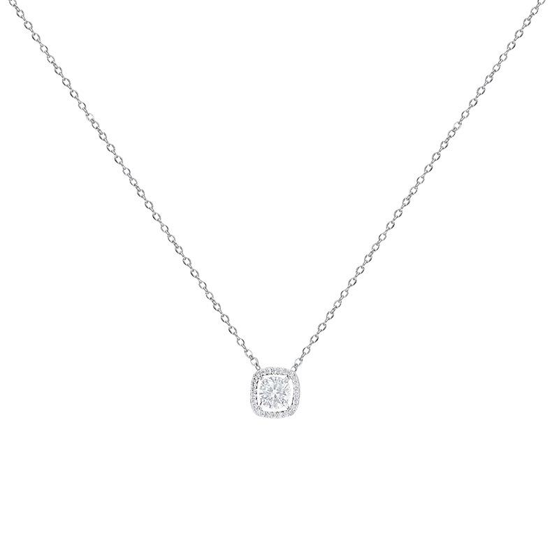 Micro-inlaid zircon sugar cube titanium steel necklace women's light luxury niche design sense clavicle chain fashion neck chain