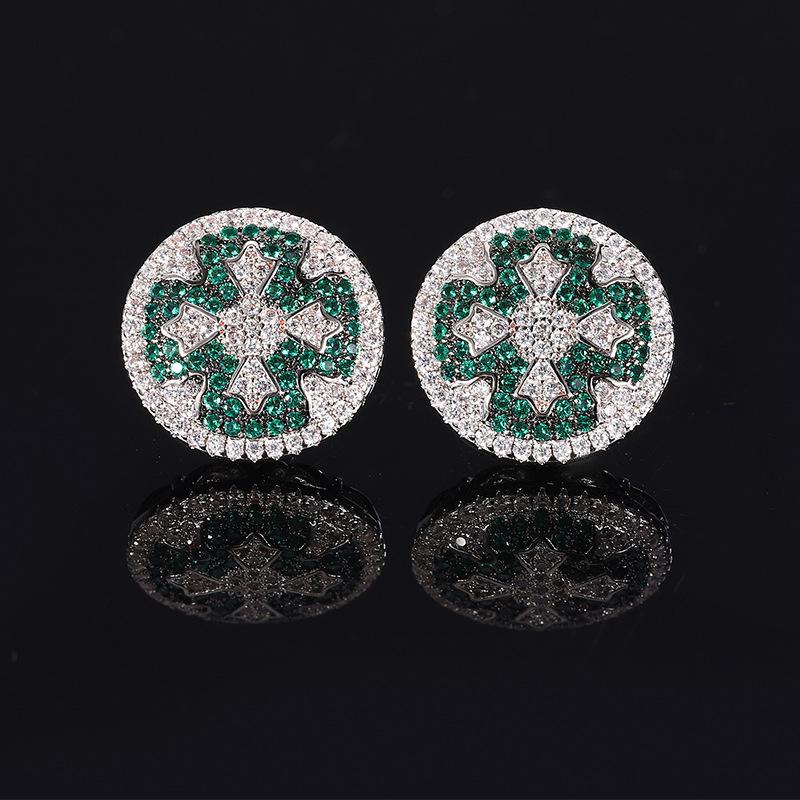 

Новые, ретро-стиль, полные бриллиантов, серьги-гвоздики с красным, синим и зеленым цирконием, женская бижутерия.