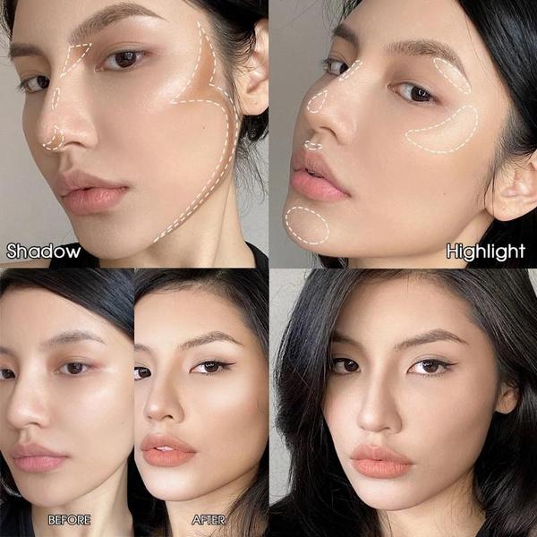 3d Highlighter Eyeshadow Contour Bronzer Palette Makeup Long-lasting Waterproof 3D Nose Shadow