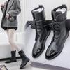 Soft Leather Women Short Boots Vintage Anti-slip Rubber Bottom Versatile Short Boots Women Lace-up Round Toe Boots