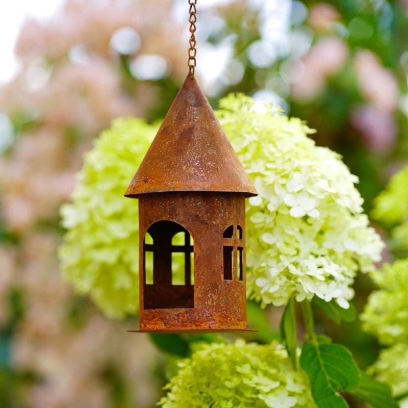 Retros Iron Castles Candle Stand Weather Resistant Iron Castles Sculpture Durability Garden Decoration