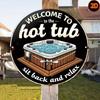 Vintage Hot Tub Metal Wall Art Round Sign Rustic Bathroom Home Decor