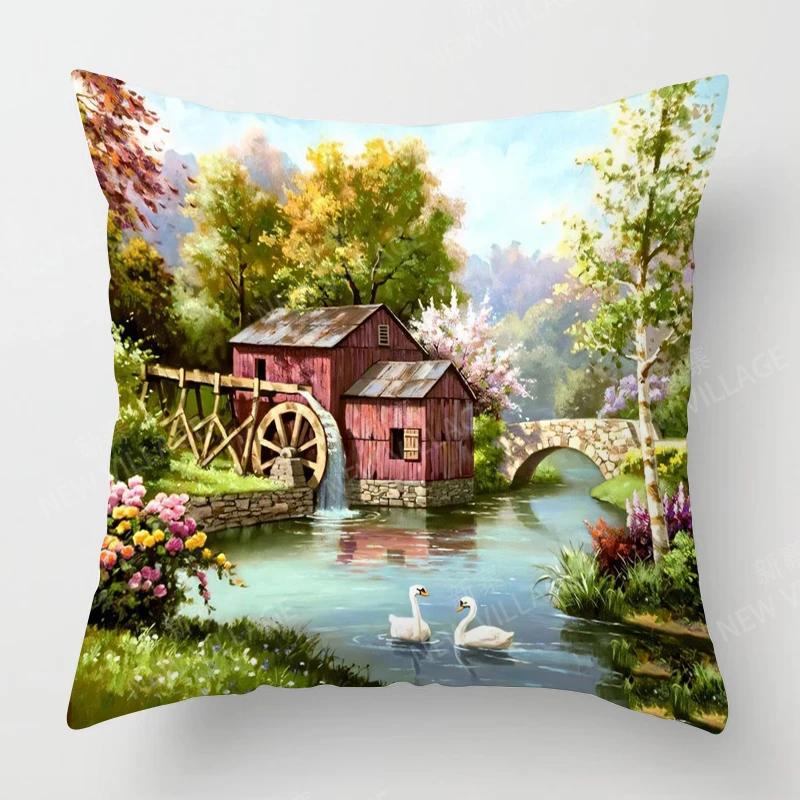 Heim Wohnzimmer Dekoration Kissenbezüge Vintage Ölmalerei Stil Wurfkissenbezug 45*45 Kissenbezug 40x40cm 50x50 45x45