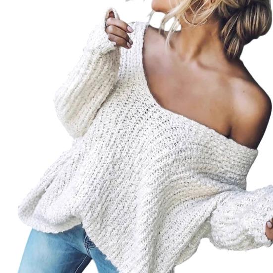 Женский топ с V-образным вырезом, длинными рукавами, однотонный, вязаный, мягкий, эластичный, свободного кроя, для весны и осени, повседневный. XL