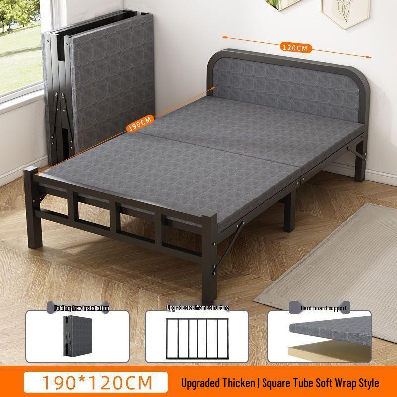 Outdoor Folding Wrought Iron Bed: Portable Single Bed for Home, Office, or Camping