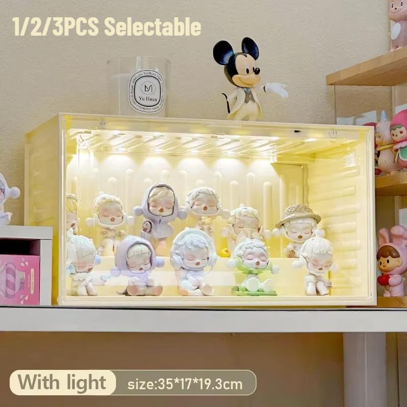 

1/2/3 шт. Коробка для демонстрации экшн-фигурок с сенсорной подсветкой, штабелируемый органайзер для коллекционных мини-фигурок, прочная витрина 1PC
