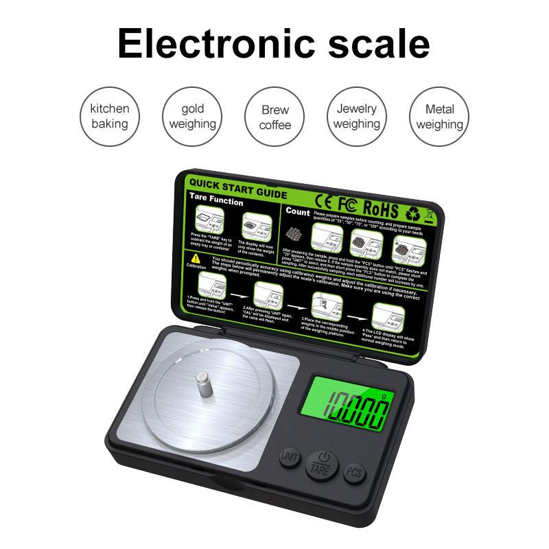 0.001g Professional Jewelry Scale 10/20/50/100g Electronic Display Precision Mini Pocket Digital Milligram Scales