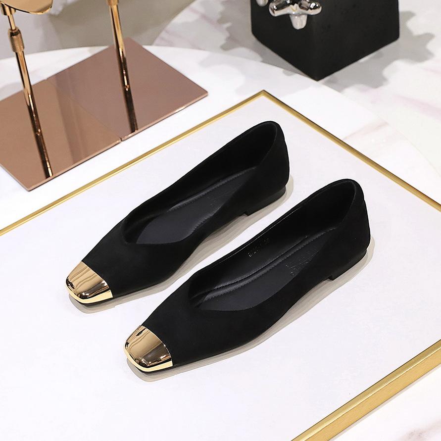 Stampa Leopardo Classica Donna Metallo Punta Quadrata Scarpe Basse Balletto Donna Quotidiane Slip-on Mocassini Morbido Comfort Scarpe Singole da Donna