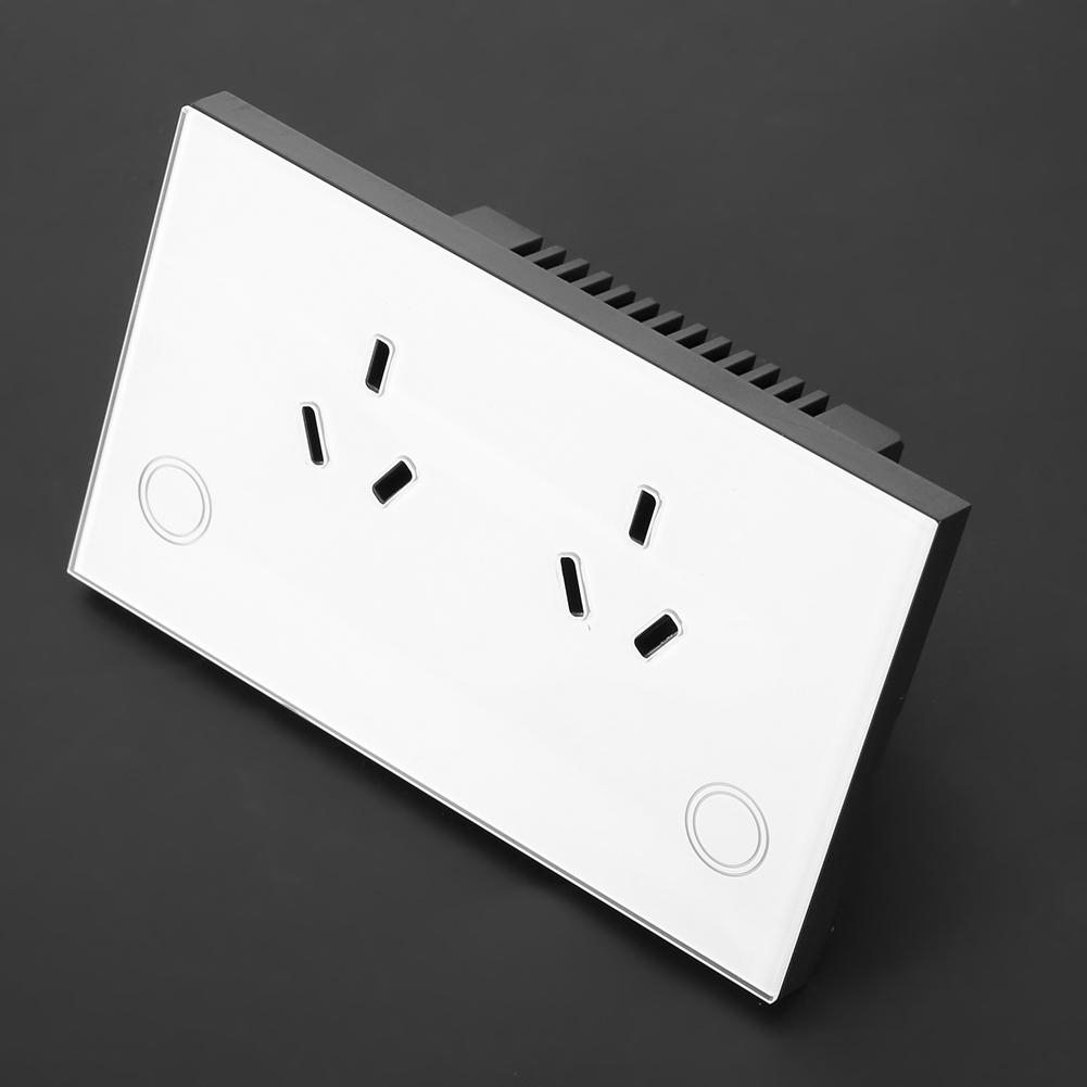 Priză de perete WIFI inteligentă Ieșire de perete din sticlă securizată Priză de alimentare  ( alb)