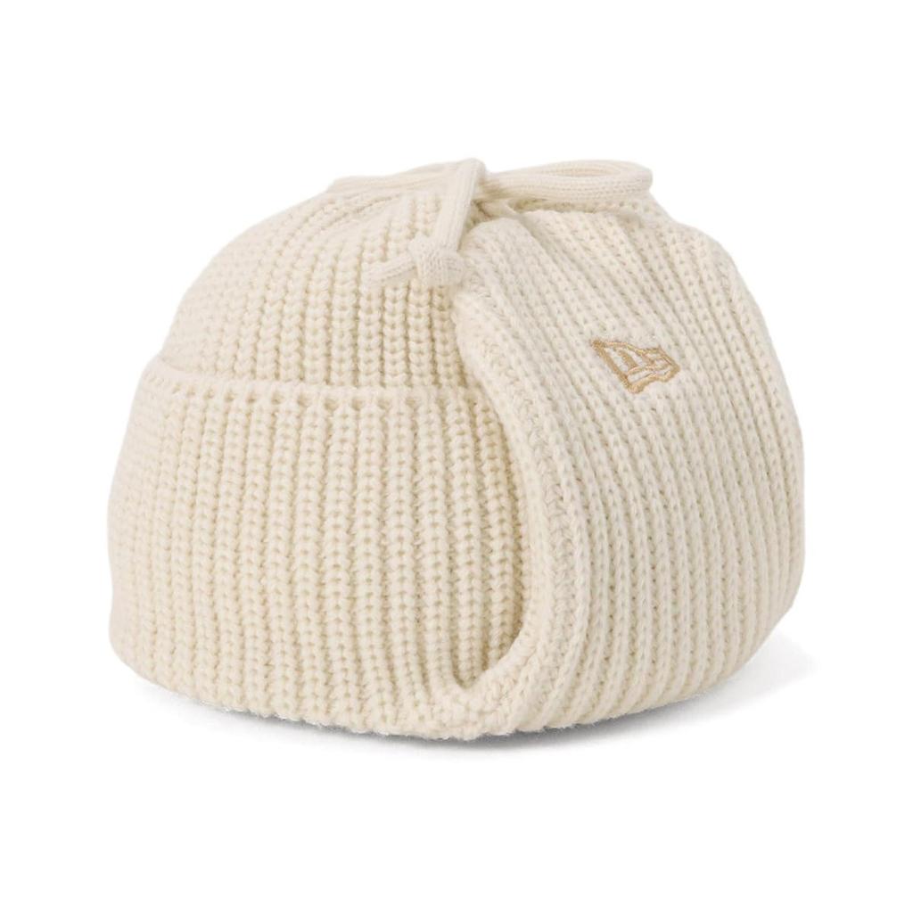 New Era Free Basic Cuff Knit Trapper Ivory Knit Warm and Cold Weather Cap,