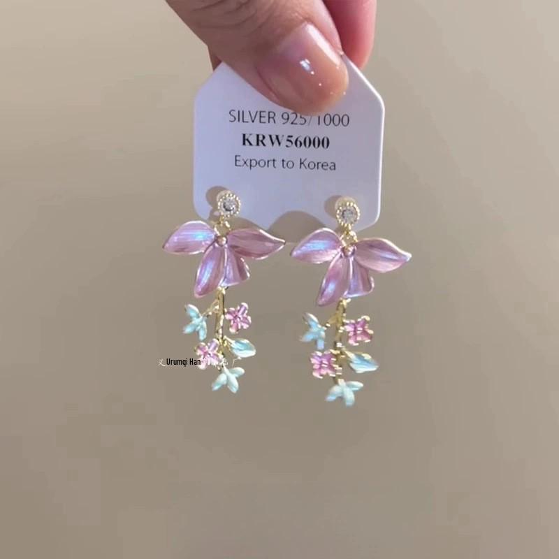 Dopamine Floral Shell Earrings: Colorful, Unique, Exaggerated Drops for Women - Perfect Spring Accessory.