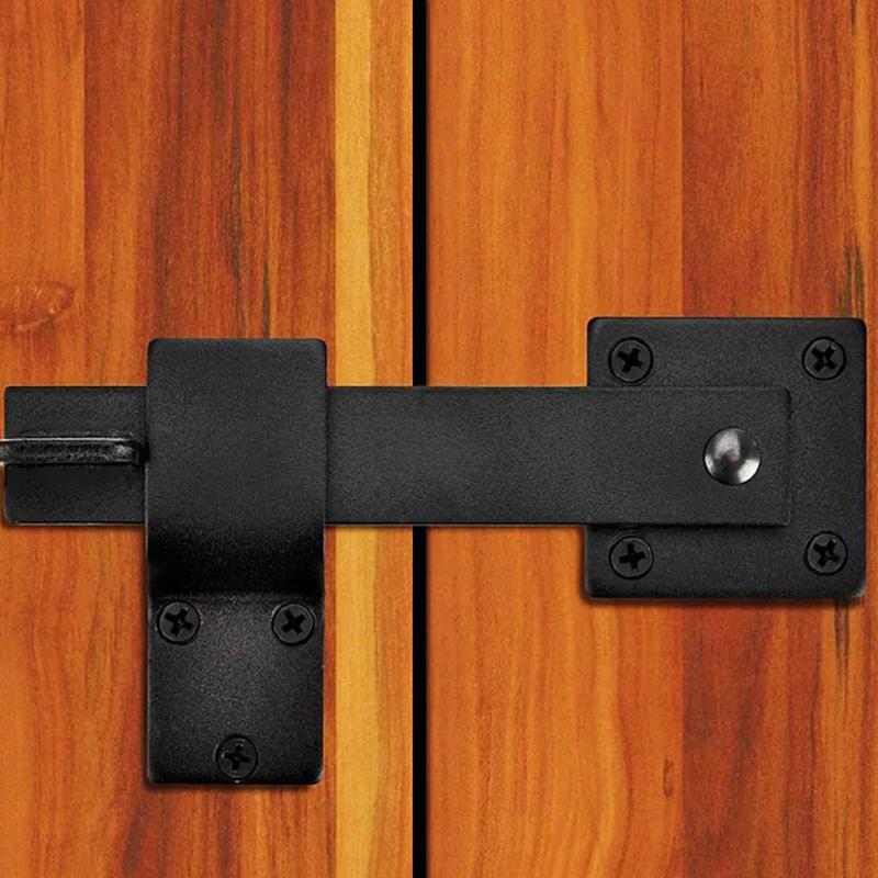 No Drill Sliding Door Lock Dual Purpose Anti Theft Latch Flat Door Buckle Hasp Black Security Bolt for Home Office Cabinet Closet Easy Installation