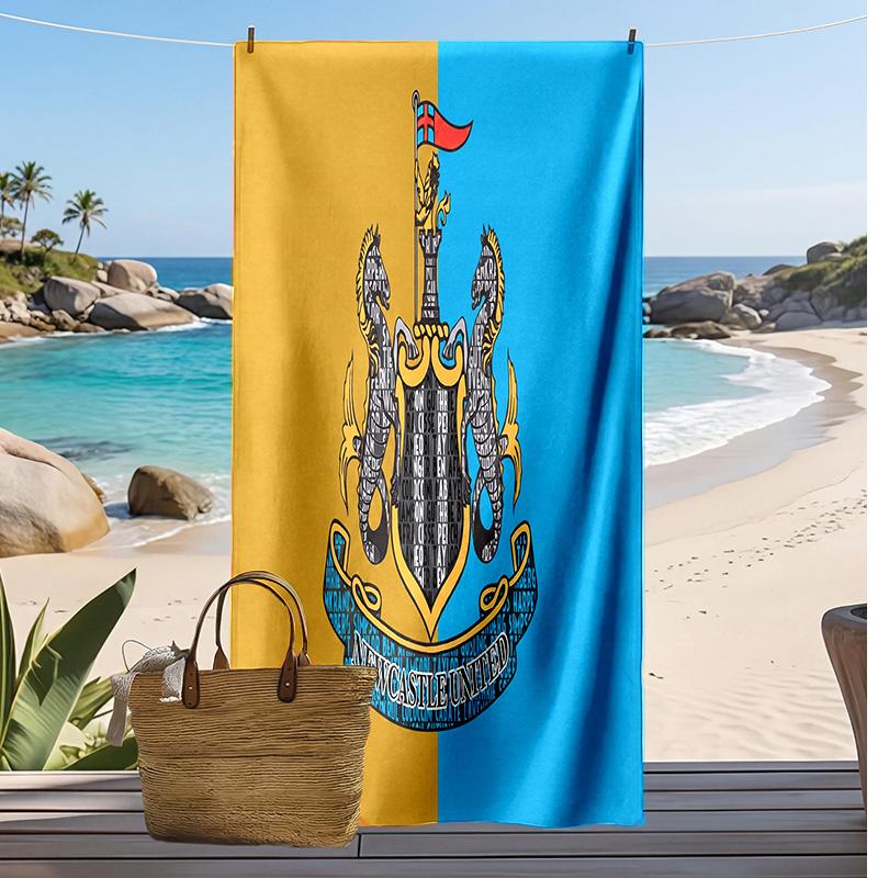 Newcastle United Football Print Beach Towel, Large Soft Quick Dry Towel for Beach Camping Swimming