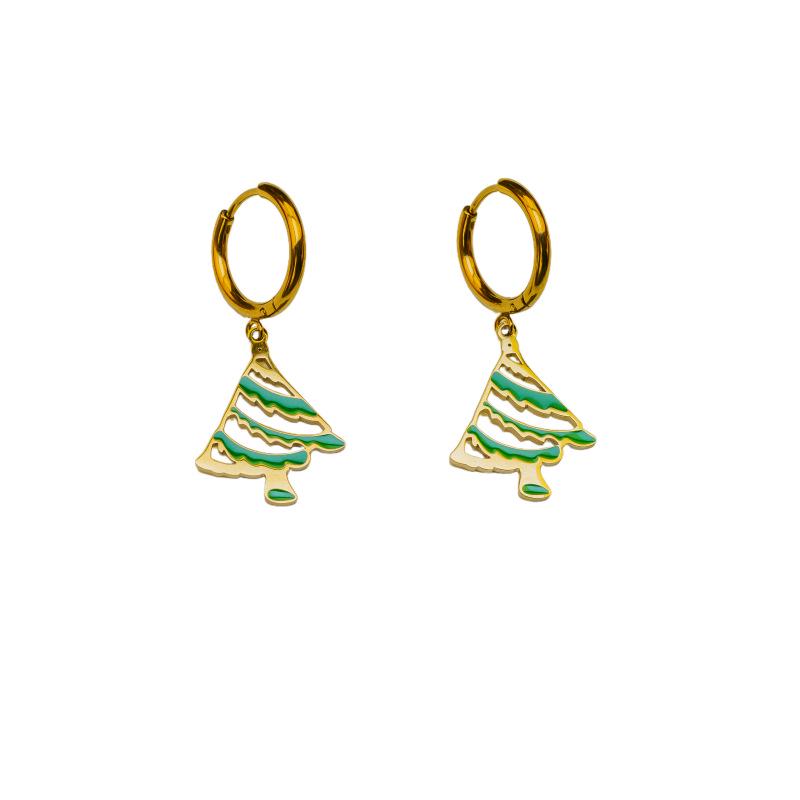 New Fashion Christmas Earrings: Creative Snowman & Tree Design In Stainless Steel
