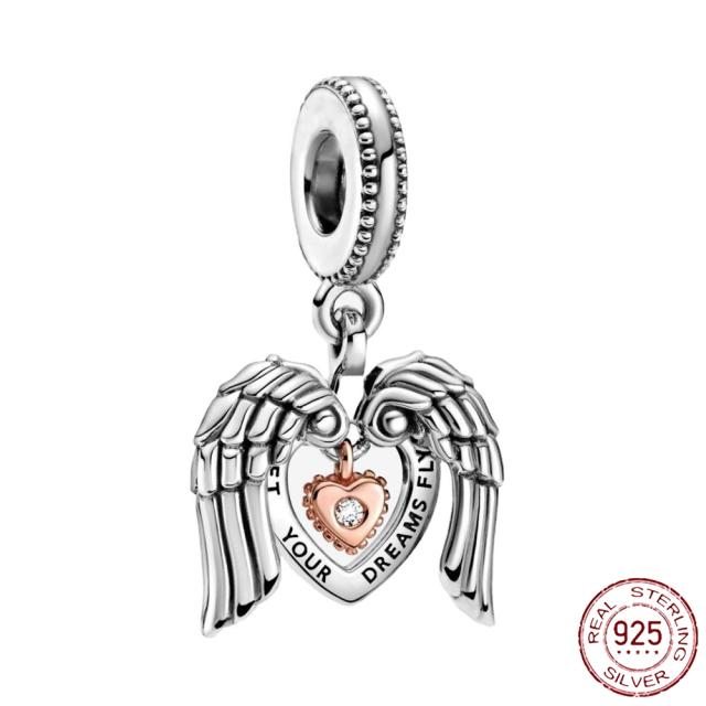 925 Sterling Silver   Autumn New Charm Flower Pink Series Charm Beads Fit Original Bracelets Women Jewelry