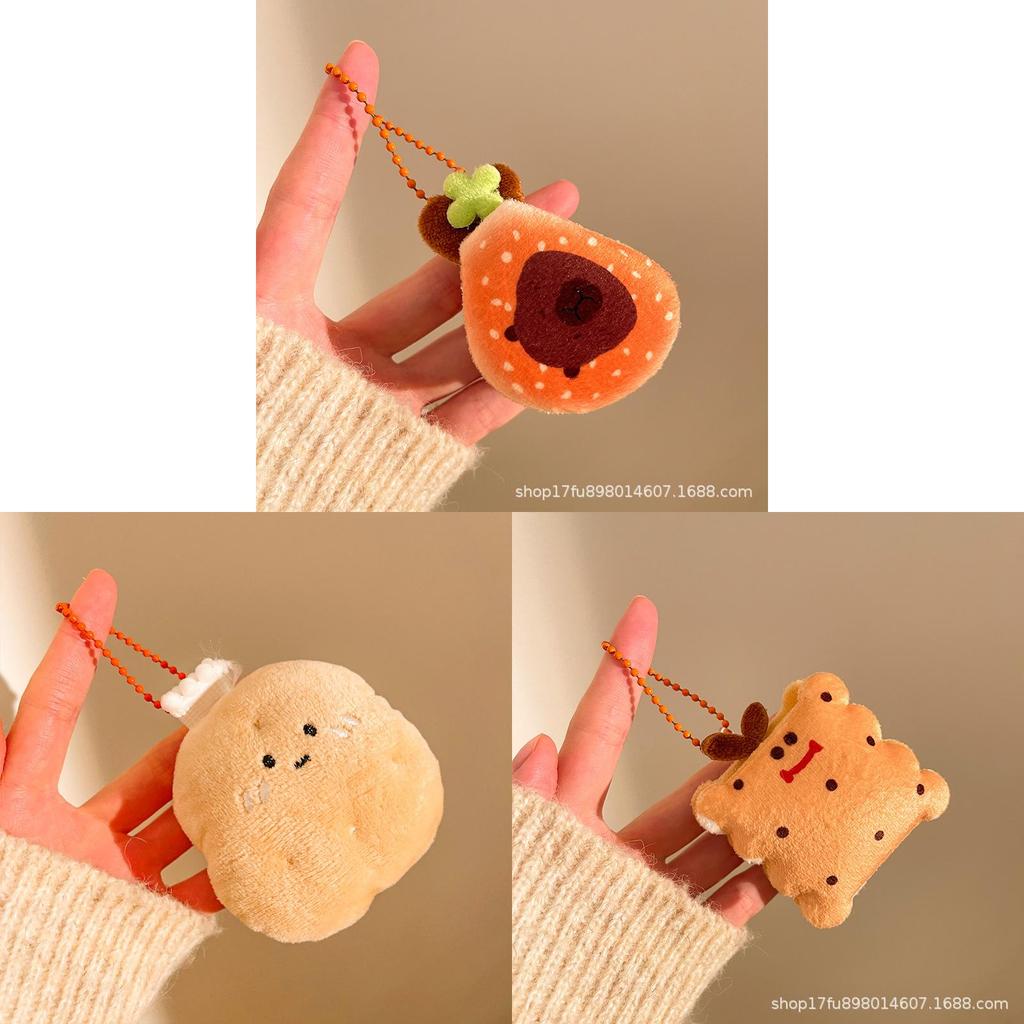 Food Series Plush Hamburger Keychain With Soft Short Pile For Girls And Teens