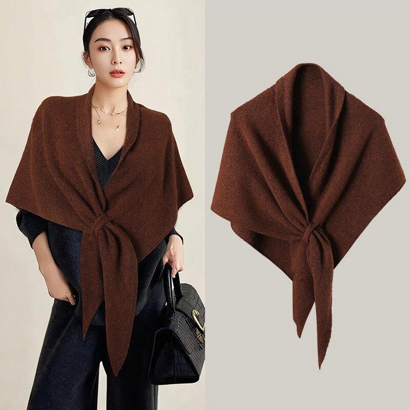 Winter Women Shawl Wraps Cardigan Cape Wool Blend Triangle Shawl Scarf Thickened With Knitted Warm Shoulder