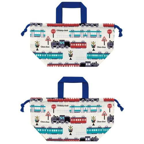 Skater GO! GO! TRAIN Children's Drawstring Lunch Bag, Made in Japan, Boys' KB7-A