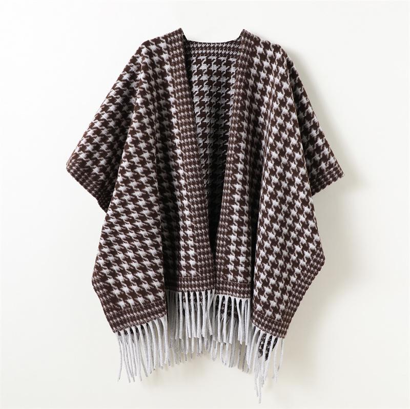 

Classic Qiandongge Autumn And Winter Men S And Women S Double-Sided Shawls With Imitation Cashmere High-End Warm Fringed Scarf Cape 168cm