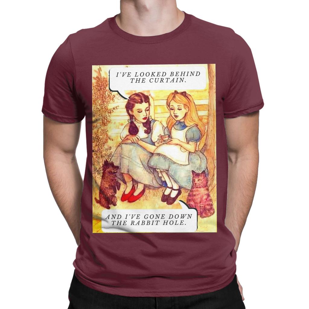 The Wizard Hole T Shirt for Men 100% Cotton Vintage T-Shirt Round Collar Alice In Wonderland  Tee Shirt Short Sleeve Clothes New