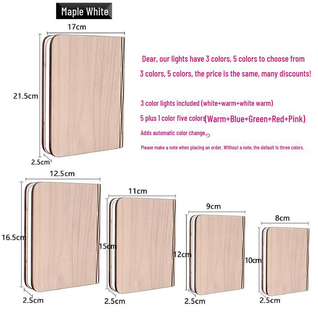 Engraved LED Wooden Book Lamp with Eye-Protecting Bluetooth Night Light