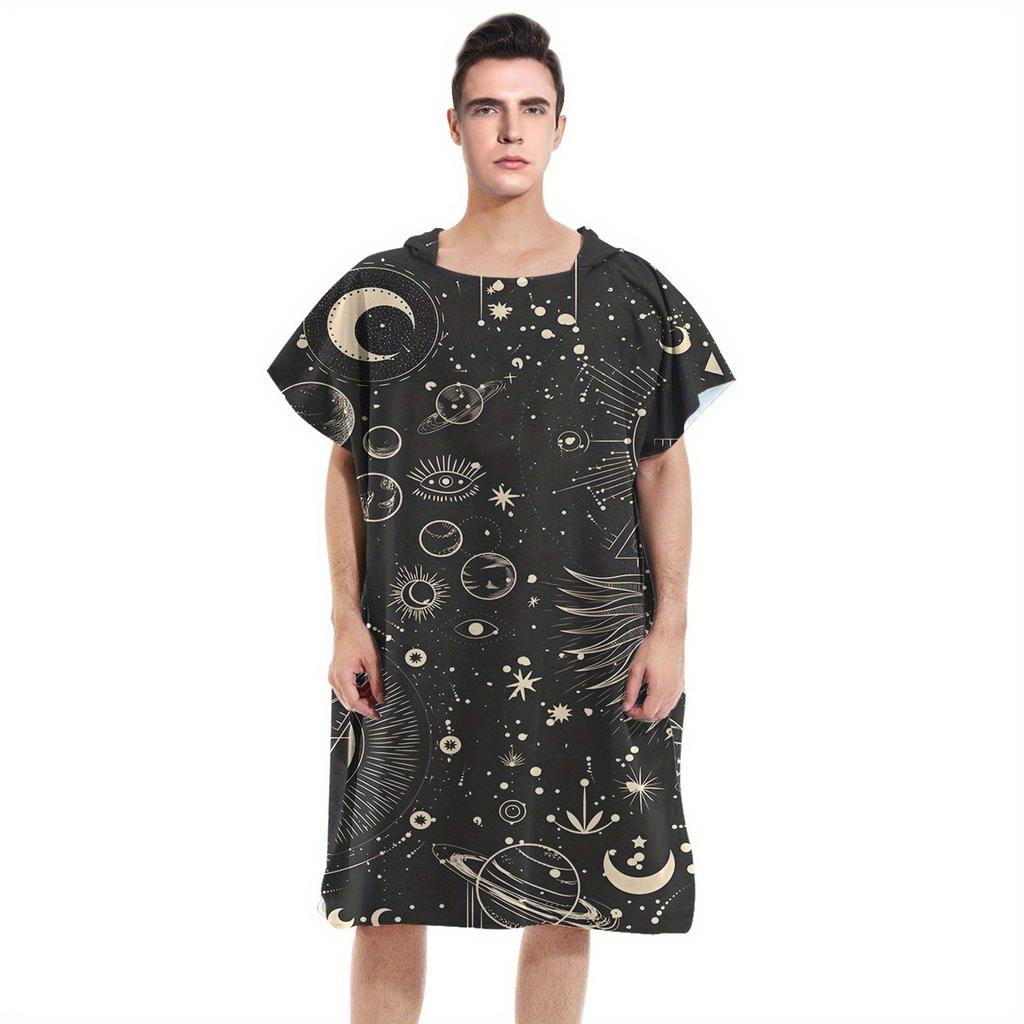 Kawaii Kitten Print Hooded Beach Towel Quick Dry Microfiber Bath Robe Poncho Flat Print for Swimming Pool Outdoor Party Gift