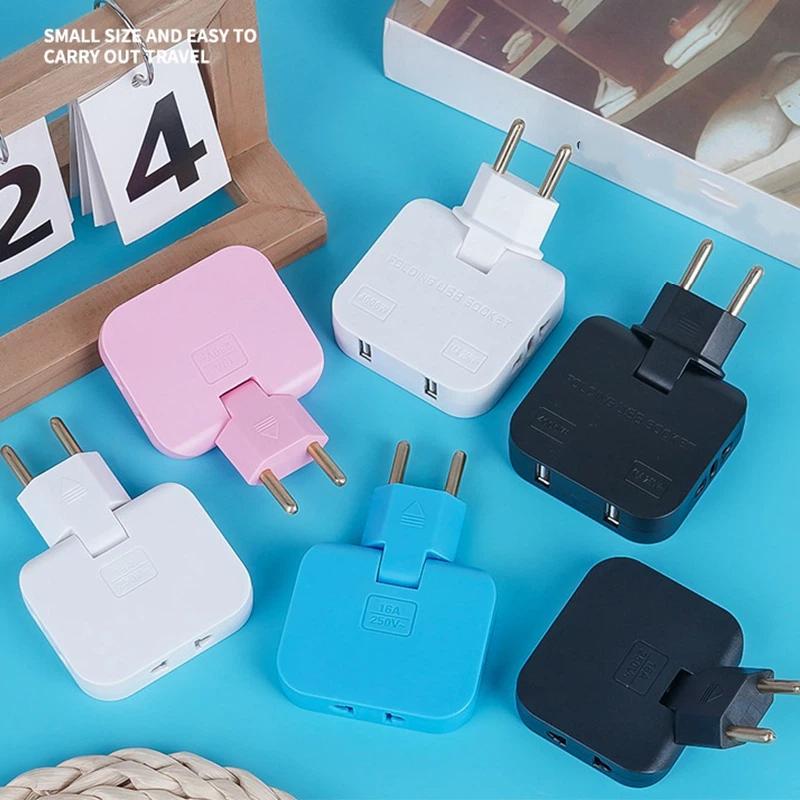 Eu Plug Adapte 4 In 1 Wall Outlet Extension Eu Electrical Socket 180 Degree Plug Adapter Travel Aadapter Portable Power Converte