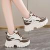 Fashion Fashion 2025 Spring Autumn Platform Sneakers Women Shoes Korean Lace Up Chunky Sneakers Mixed Color Women's Vulcanize Shoes