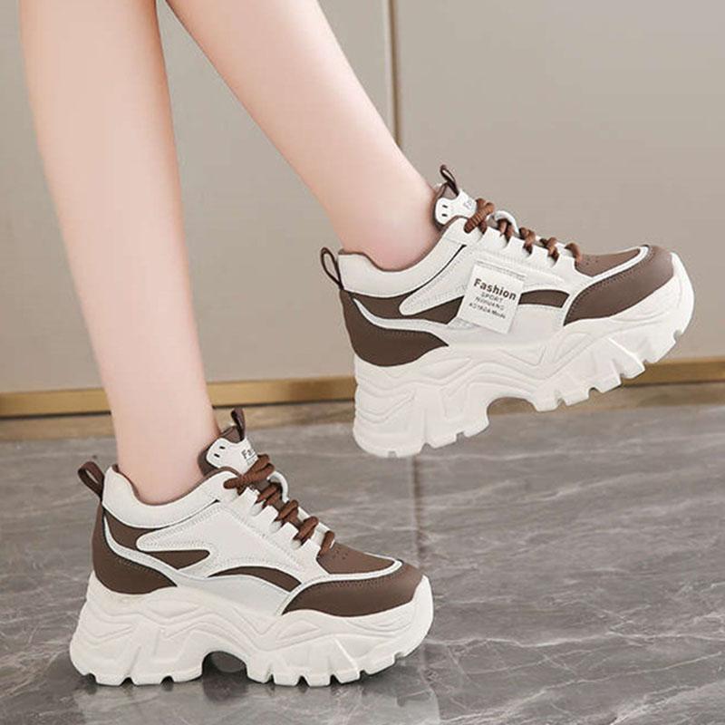 Fashion Fashion 2025 Spring Autumn Platform Sneakers Women Shoes Korean Lace Up Chunky Sneakers Mixed Color Women's Vulcanize Shoes
