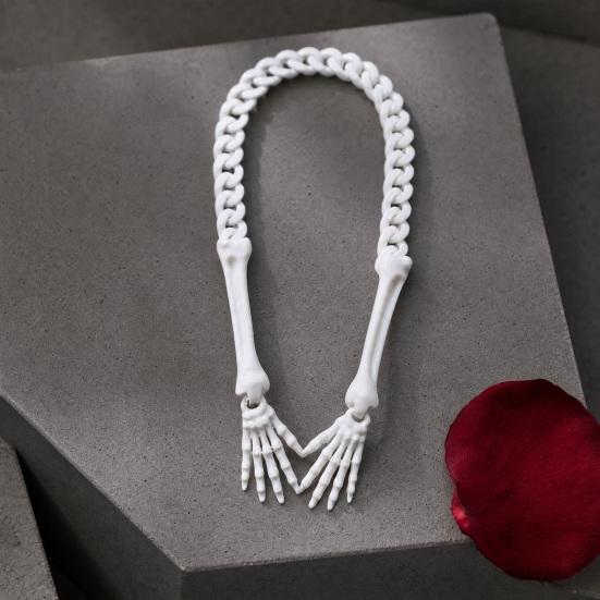 Halloween Gothic Skeleton Hand Necklace, Punk Cosplay Skull Claw Palm Choker, Halloween Costume Jewelry for Men Women