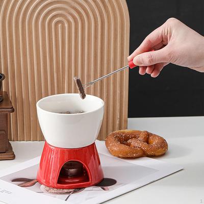 Pot à fondue au chocolat en céramique Réchaud pour faire fondre Cuisinière Fondoir Beurre Chauffe-plat pour Dîner au fromage