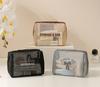 Women Mesh Cosmetic Bag Translucent Travel Makeup Wash Pouch Storage Bag Zipper Lightweight Toiletry Bag