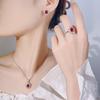 Huayei Jewelry Set, Red Corundum Necklace, Zircon Color Treasure S Silver Needle Earrings, Banquet Girl