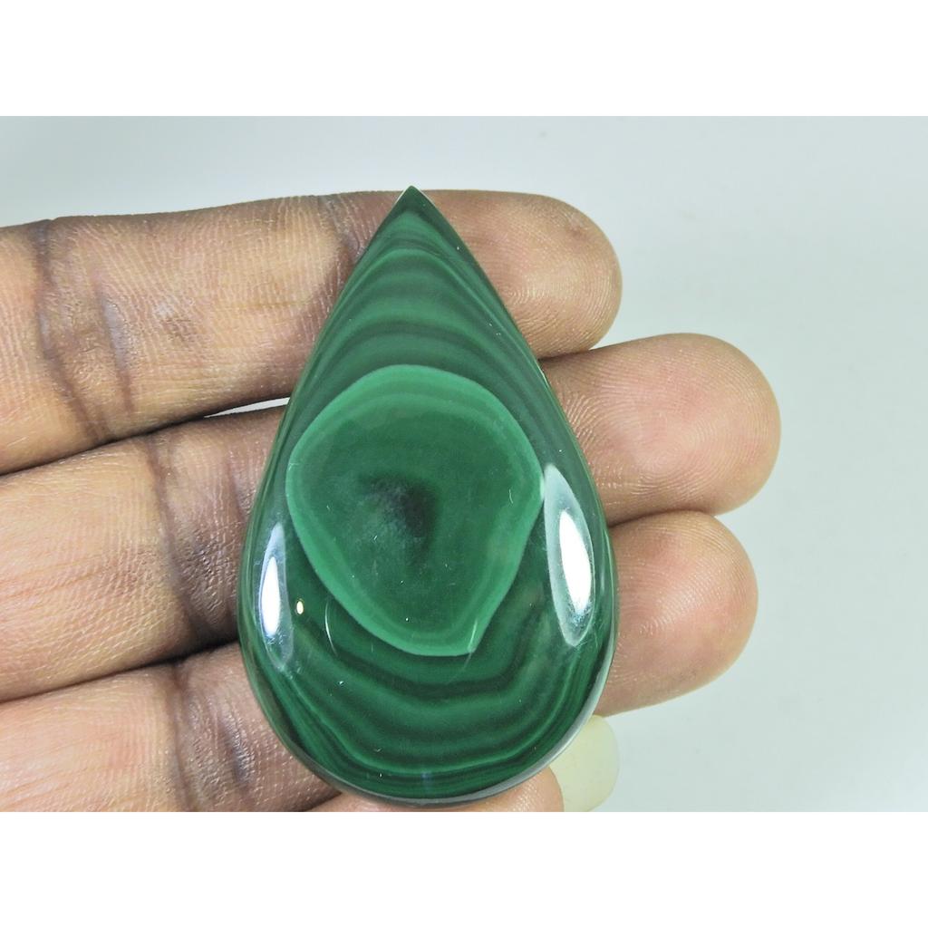 144Cts. Natural Green Malachite Pear Cabochon Loose Gemstone 32X53X07 MM B-403